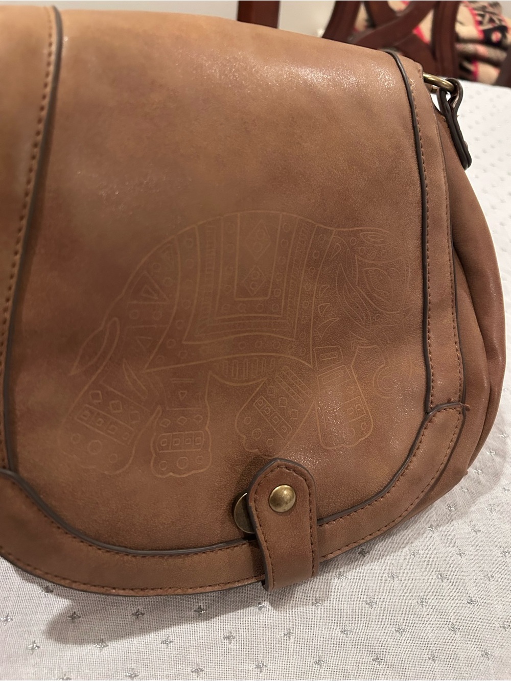 Brown Leather Crossbody Saddle Bag